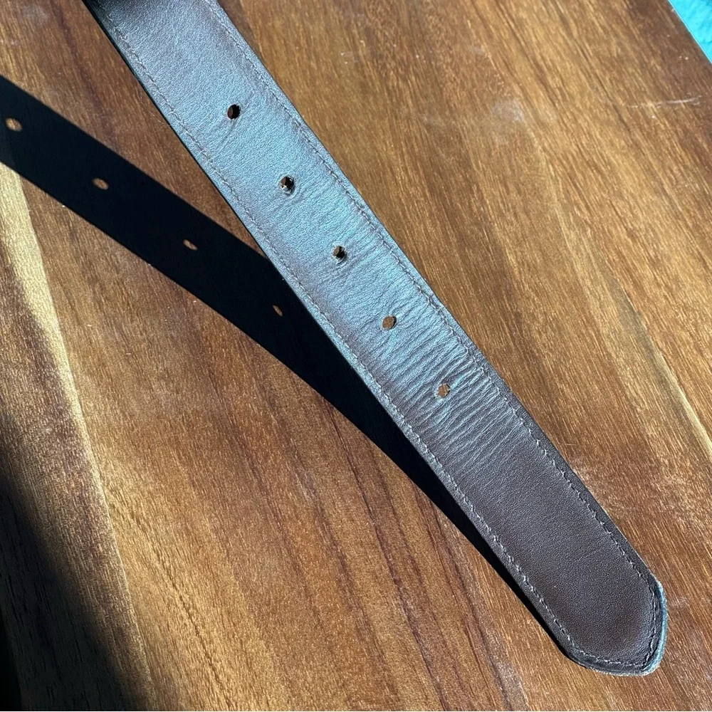 Vintage L.L.Bean 46 Men’s Brown Leather Belt Solid Brass Buckle Made in Turkey